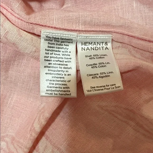 Hemant & Nandita Asha Shirt & Long Skirt Set in Pink Floral SZ XS NWT - Picture 7 of 8